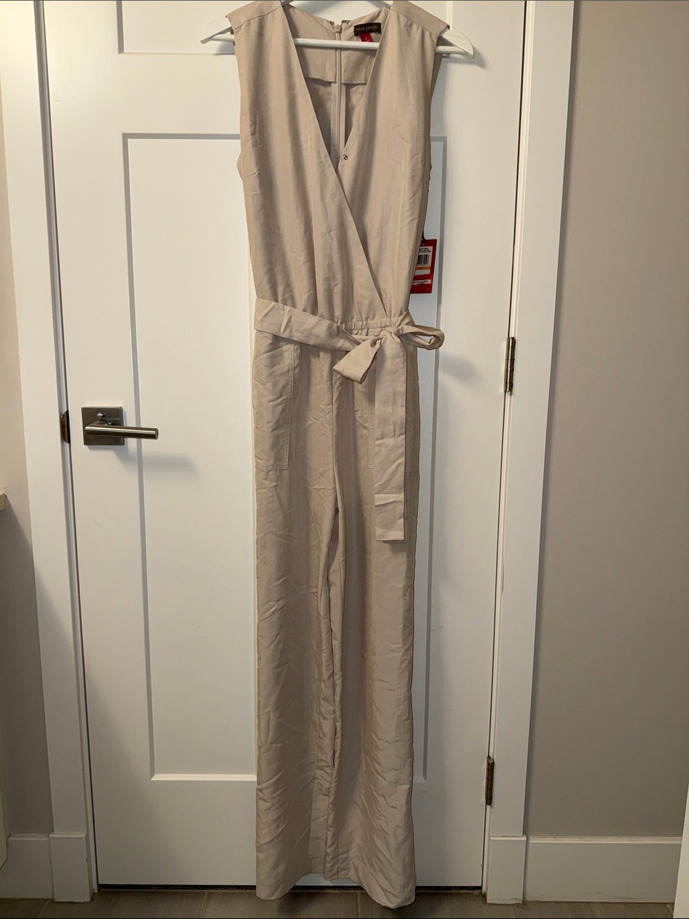 Vince Camuto Sleeveless V-Neck Wide-Leg Jumpsuit - Off-White